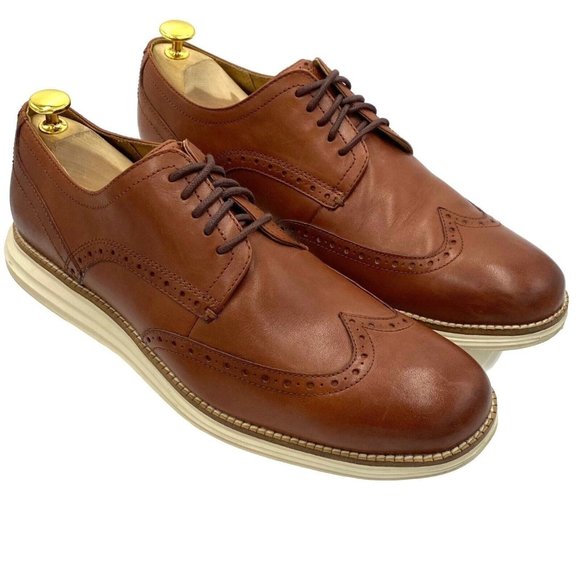 Cole Haan original Grand wingtip men's size 11 Brown white leather casual shoe - Picture 1 of 12
